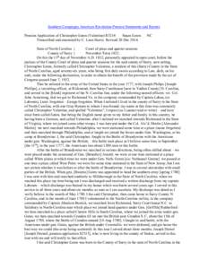Southern Campaigns American Revolution Pension Statements and Rosters Pension Application of Christopher Eaton (Valentine) R3214 Susan Eaton Transcribed and annotated by C. Leon Harris. Revised 20 Dec[removed]NC