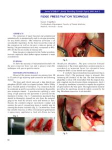 Journal of IMAB - Annual Proceeding (Scientific Papers) 2009, book 2  RIDGE PRЕSERVАTION TECHNIQUЕ Metodi Abadzhiev Prosthodontic Department, Faculty of Dental Medicine, Medical University - Varna