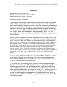 The Innovation Journal: The Public Sector Innovation Journal, Volume 11(1), article number 6.  Book Review Jeff Keshen and Sylvie Perrier, eds. Building New Bridges / Bâtir de Nouveau Ponts Ottawa: University of Ottawa 