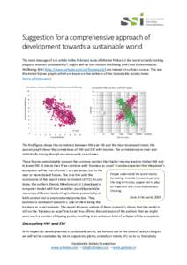 Suggestion for a comprehensive approach of development towards a sustainable world The main message of our article in the February issue of Mother Pelican Is the world actually making progress towards sustainability?, mi