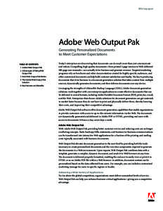 Whitepaper  Adobe Web Output Pak ®  Generating Personalized Documents