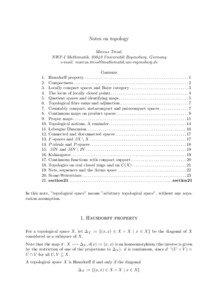 Notes on topology Marcus Tressl. NWF-I Mathematik, 93040 Universit¨