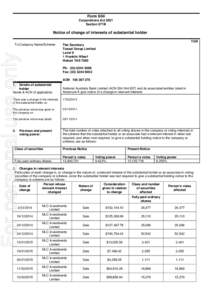 Form 604 Corporations Act 2001 Section 671B Notice of change of interests of substantial holder TGR