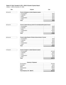 Robert W. Ward, President & CEO[removed]3rd Quarter Expense Report October 1, 2006 to December 31, 2006 Date 06-Nov-06  Purpose