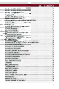 TABLE OF CONTENTS American Journal of Psychology ................................................................................... 2 American Journal of Theology and Philosophy .........................................