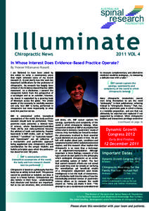 Illuminate Chiropractic News 2011 VOL 4  In Whose Interest Does Evidence-Based Practice Operate?