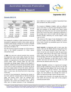 Australian Oilseeds Federation Crop Report September 2012 CanolaFinal