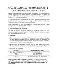 Red Ribbon Pairs / Masterpoints / North American Pairs / Edgar Kaplan Blue Ribbon Pairs / Grand National Teams / Duplicate bridge / North American Bridge Championships / Games / Contract bridge