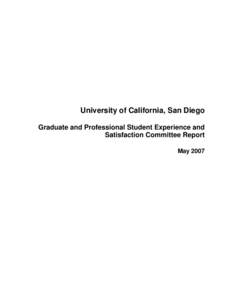 The UCSD Graduate and Professional Student Experience Report