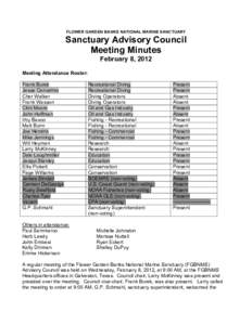 Sanctuary Advisory Council Meeting Minutes from Feb. 8, 2012