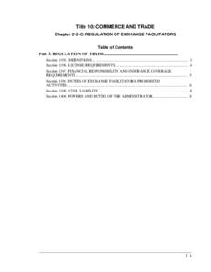 Title 10: COMMERCE AND TRADE Chapter 212-C: REGULATION OF EXCHANGE FACILITATORS Table of Contents Part 3. REGULATION OF TRADE........................................................................ Section[removed]DEFINITI