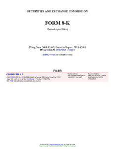 SECURITIES AND EXCHANGE COMMISSION  FORM 8-K