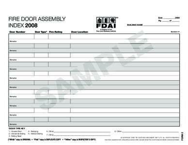 FIRE DOOR ASSEMBLY INDEX 2008 Door Number Door Type* Fire-Rating