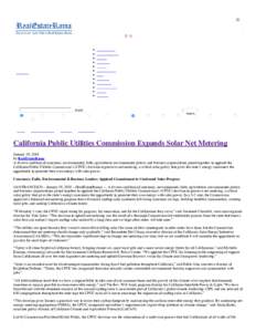 California Public Utilities Commission Expands Solar Net Metering | California RealEstateRama