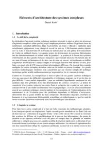 Eléments d’architecture des systèmes complexes Daniel Krob 1 1. Introduction 1.1