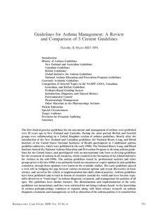 Guidelines for Asthma Management: A Review and Comparison of 5 Current Guidelines Timothy R Myers RRT-NPS