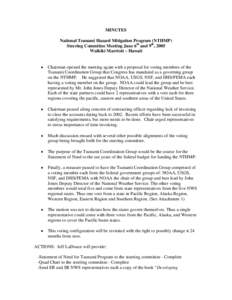 Earthquake engineering / Flood / Physical geography / Risk / National Weather Service / National Oceanic and Atmospheric Administration / Federal Emergency Management Agency / Committee / Tsunami warning system / Management / Physical oceanography / Tsunami