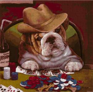 Bordado: Perro jugando al pocker  0 40
