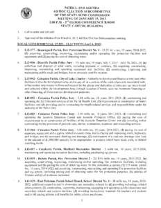 NOTICE AND AGENDA   AD HOC ELECTION SUBCOMMITTEE OF THE STATE BOND COMMISSION