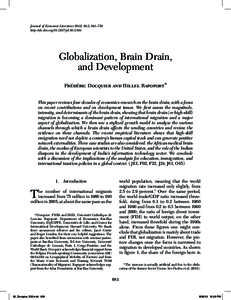 Journal of Economic Literature 2012, 50:3, 681–730 http://dx.doi.orgjelGlobalization, Brain Drain, and Development Frédéric Docquier and Hillel Rapoport*