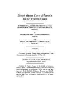 United States Court of Appeals for the Federal Circuit __________________________ INTERDIGITAL COMMUNICATIONS, LLC AND INTERDIGITAL TECHNOLOGY CORPORATION, Appellants,