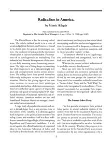Hillquit: Radicalism in America [Oct[removed]Radicalism in America. by Morris Hillquit