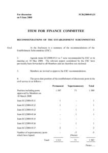 For discussion on 9 June 2000 FCR[removed]ITEM FOR FINANCE COMMITTEE