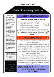 PATCHAM HIGH SCHOOL  Student Learning Bulletin