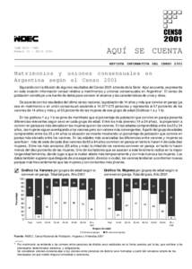 ISSN[removed]Número 13 - JULIO 2004 AQUÍ SE CUENTA REVISTA INFORMATIVA DEL CENSO 2001