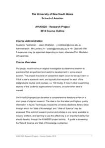 The University of New South Wales School of Aviation AVIA5020 – Research Project 2014 Course Outline  Course Administration