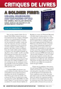 Critiques de livres A Soldier First: Bullets, Bureaucrats and the Politics of War par Général Rick Hillier (retraité) TORONTO, Harper Collins Publishers Ltd, 2009
