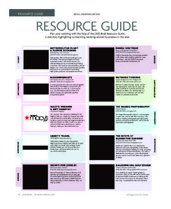 (201) Bride Resource Guide Winter 2014
[removed]201) Bride Resource Guide Winter 2014