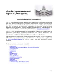 Florida Inspectors General Expertise System (FIGE (FIGES) Instructions (revised November[removed])