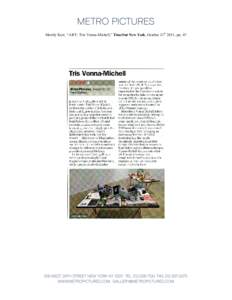th  Merrily Kerr, “ART: Tris Vonna-Michell,” TimeOut New York, October[removed], pp. 47 