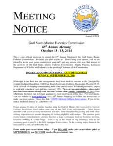 MEETING NOTICE August 8, 2014 Gulf States Marine Fisheries Commission 65th Annual Meeting