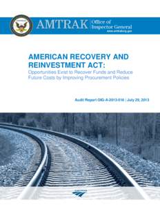    AMERICAN RECOVERY AND REINVESTMENT ACT: Opportunities Exist to Recover Funds and Reduce Future Costs by Improving Procurement Policies