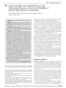 SPINE Volume 30, Number 9, pp 995–1000 ©2005, Lippincott Williams & Wilkins, Inc. Long-Term Effect of a Combined Exercise and Motivational Program on the Level of Disability of Patients With Chronic Low Back Pain