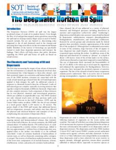 Creating a Safer and Healthier World by Advancing the Science of Toxicology The Deepwater Horizon Oil Spill  Introduction