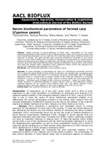 AACL BIOFLUX Aquaculture, Aquarium, Conservation & Legislation International Journal of the Bioflux Society Serum biochemical parameters of farmed carp (Cyprinus carpio)