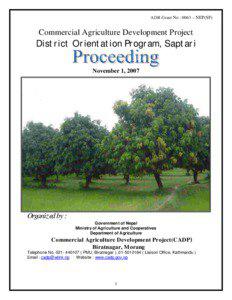 ADB Grant No : 0063 – NEP(SF)  Commercial Agriculture Development Project