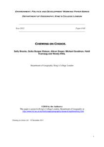 Environment, Politics and Development Working Paper Series Department of Geography, King’s College London _______________________________________________________________ Year 2012 Paper # 40