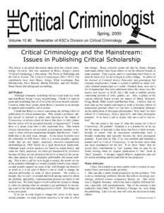 The Critical Criminologist  1 Spring, 2000 Volume 10 #2