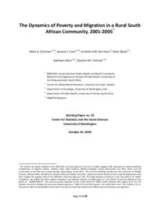 Microsoft Word - The Dynamics of Poverty and Migration in a Rural South African Community _with title page_ - CSSS Working Pape