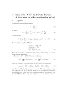 1 1.1 Susy in 4d- Notes by Horatiu Nastase A very basic introduction (survival guide) Algebras