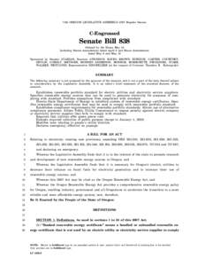 74th OREGON LEGISLATIVE ASSEMBLY[removed]Regular Session  C-Engrossed Senate Bill 838 Ordered by the House May 18