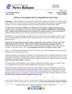 California State Board of Equalization News Release