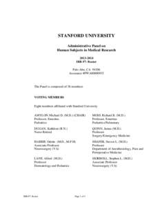 STANFORD UNIVERSITY Administrative Panel on Human Subjects in Medical ResearchIRB #7: Roster Palo Alto, CA 94306