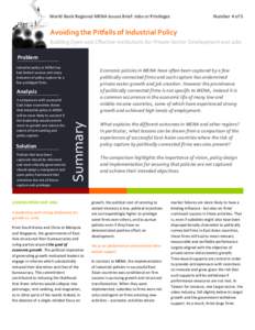 World Bank Regional MENA Issues Brief: Jobs or Privileges  Number 4 of 5 Avoiding the Pitfalls of Industrial Policy Building Open and Effective Institutions for Private Sector Development and Jobs