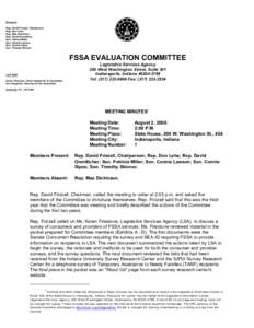 Members Rep. David Frizzell, Chairperson Rep. Don Lehe Rep. Mae Dickinson Rep. David Orentlicher Sen. Patricia Miller