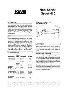 Non-Shrink Grout 410 Compressive Strength vs Time